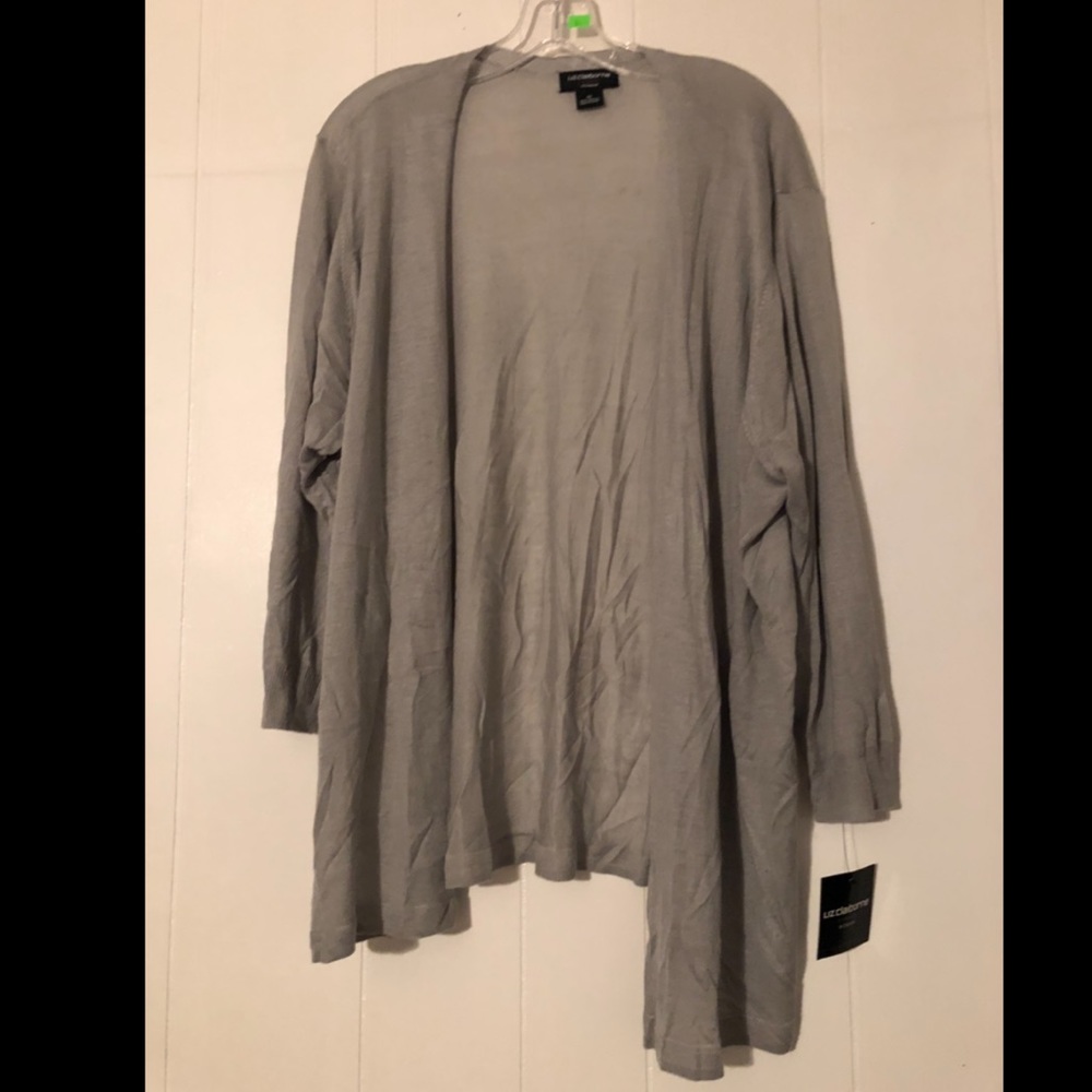 Liz Claiborne grey open lightweight sweater NWT